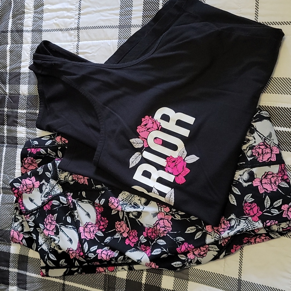 Warrior Pink Skull Workout Set Size 1 And 2 XL